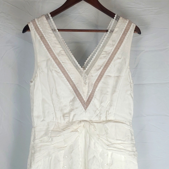 Self-Portrait Ivory Lace Jacquard V-Neck Maxi Dress - Picture 5 of 14